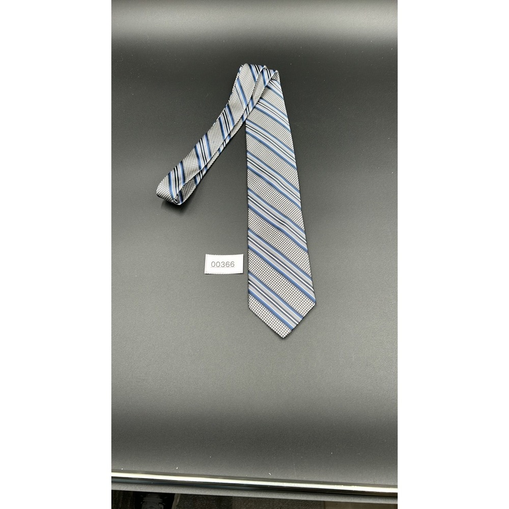 Jos. A. Bank Signature Collection Silk Stripe Houndstooth Tie Blue Grey White